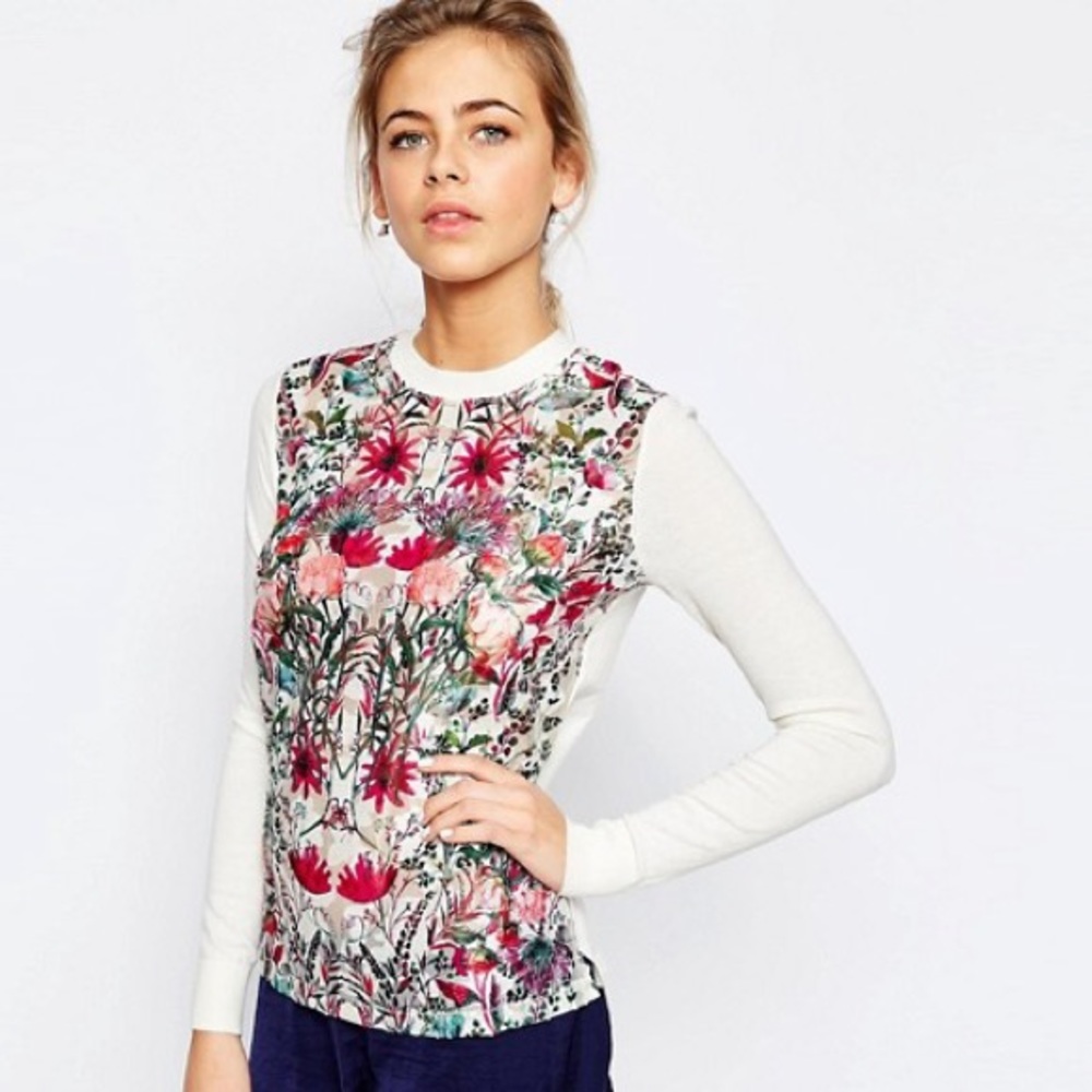 TED BAKER Rayshel Bouquet floral Sweater sz 4/LRG